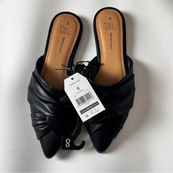 Time and Tru Women’s Black Twisted Knot  Low Heel Mule Sz 8 - Picture 2 of 9